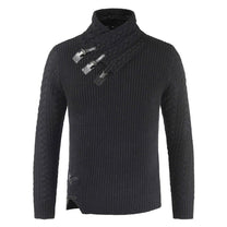 Fitted Wool Blend Pullover Sweater With Asymmetric Neckline