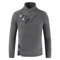Fitted Wool Blend Pullover Sweater With Asymmetric Neckline