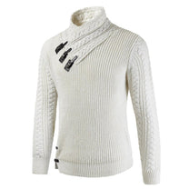 Fitted Wool Blend Pullover Sweater With Asymmetric Neckline