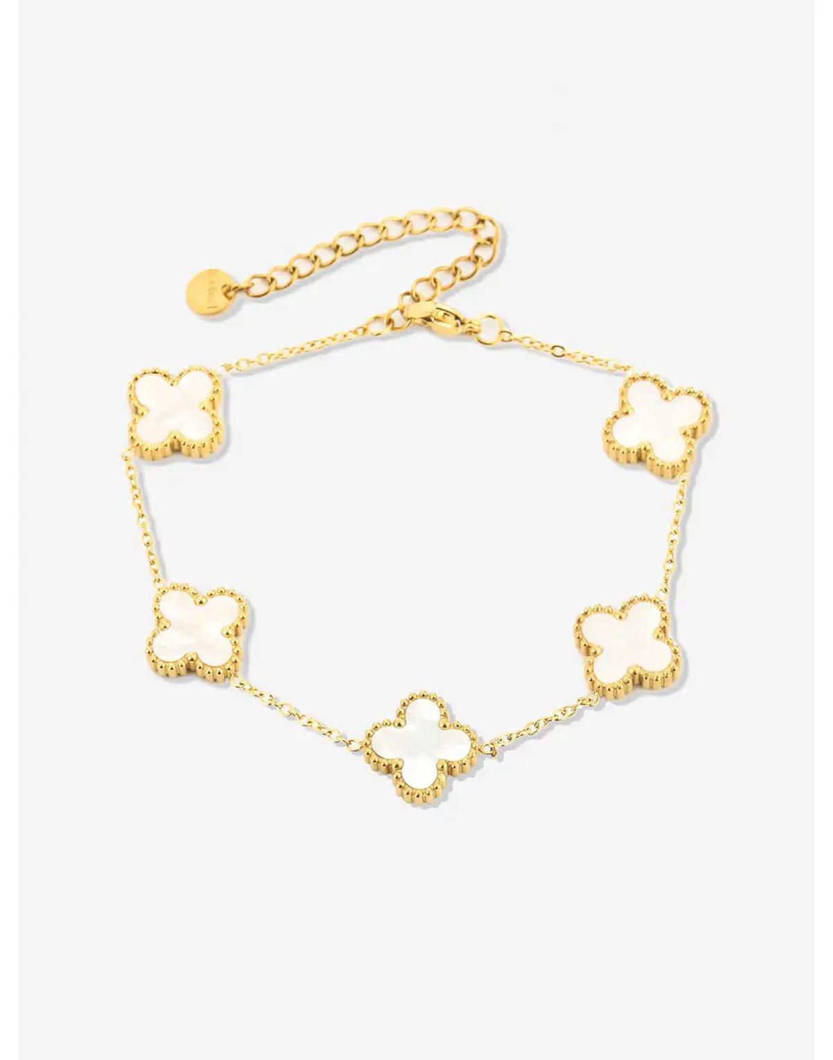 Five Leaf Clover Stainless Steel Bracelet