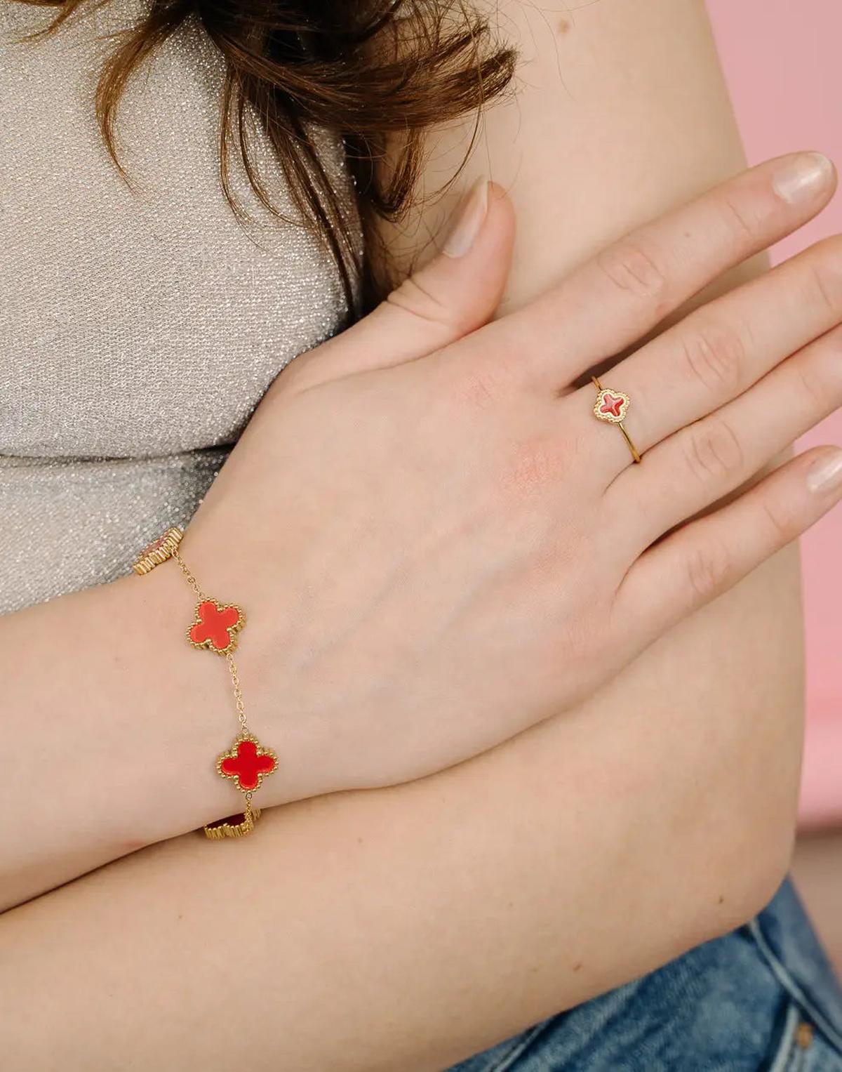 Five Leaf Clover Stainless Steel Bracelet