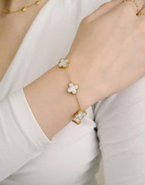 Five Leaf Clover Stainless Steel Bracelet