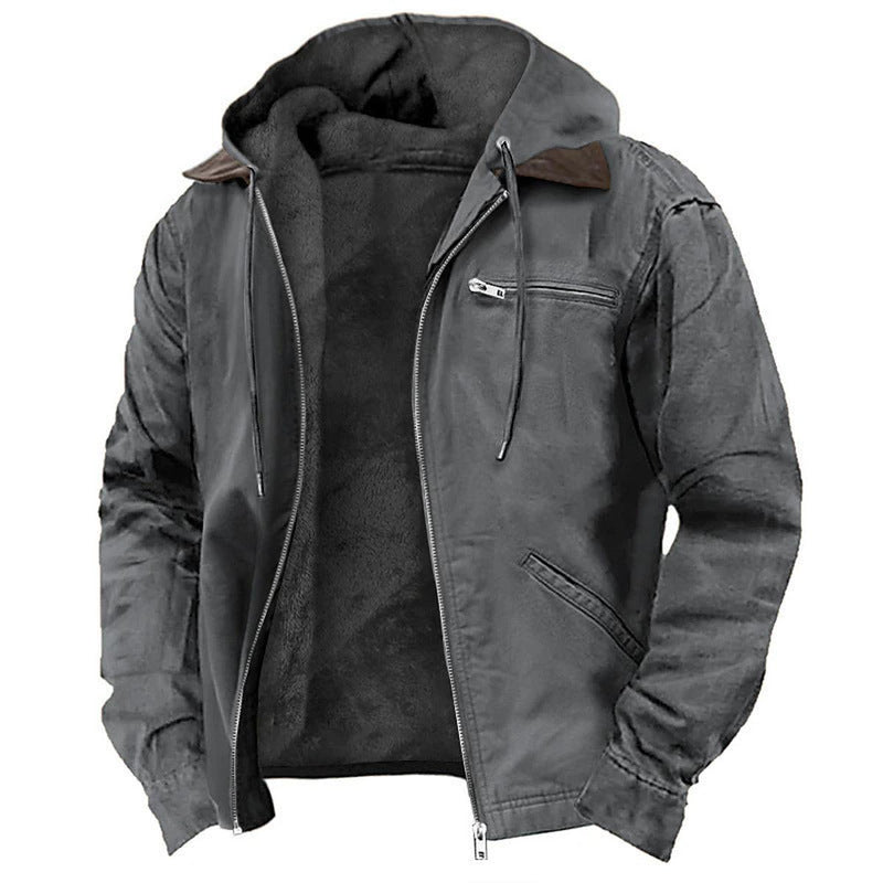 Fleece-Lined Hooded Jacket For Men