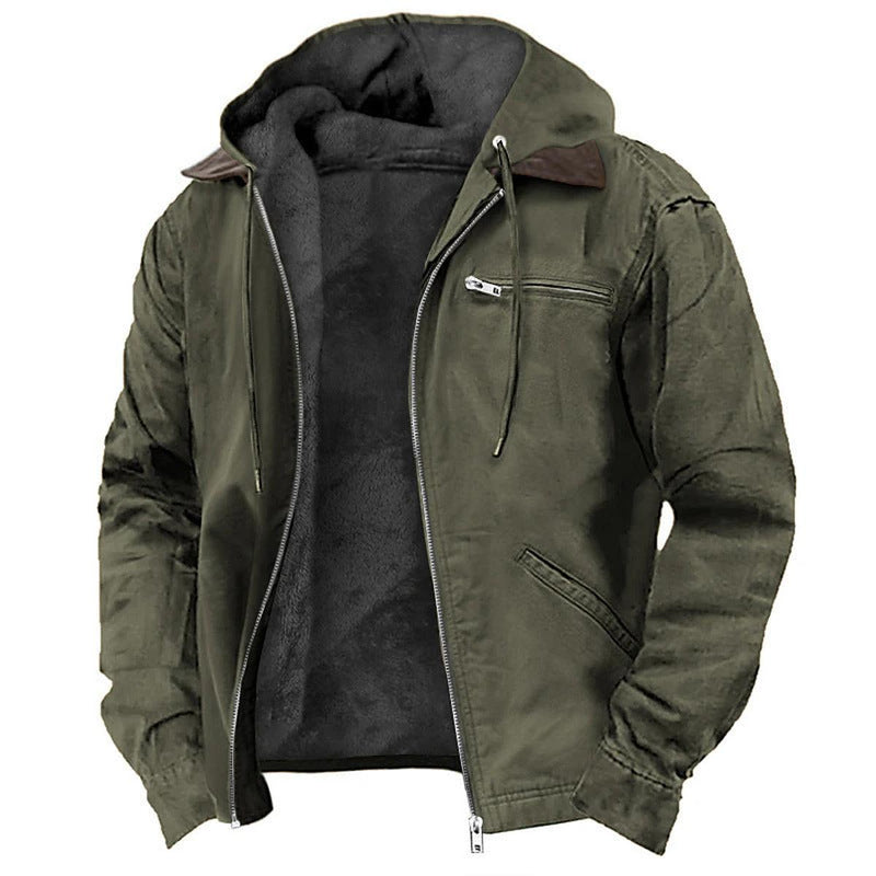 Fleece-Lined Hooded Jacket For Men