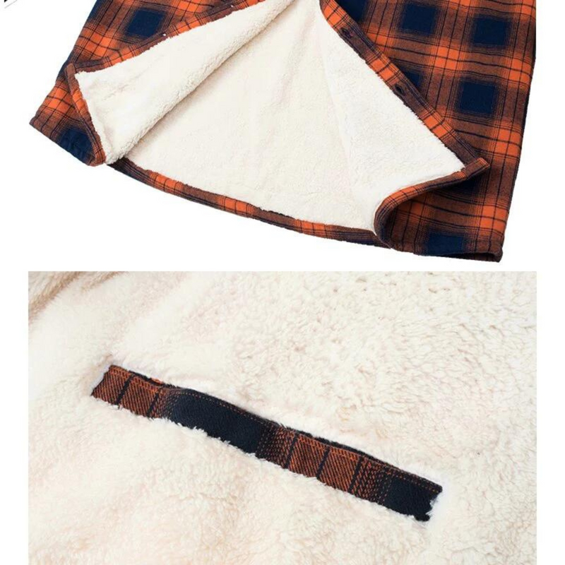 Fleece-Lined Men&#39;s Check Jacket for Chilly Days