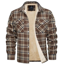 Fleece-Lined Men&#39;s Check Jacket for Chilly Days