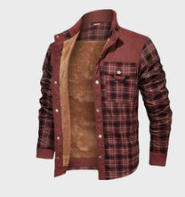 Fleece-Lined Men&#39;s Flannel Jacket With High Collar