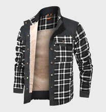 Fleece-Lined Men&#39;s Flannel Jacket With High Collar