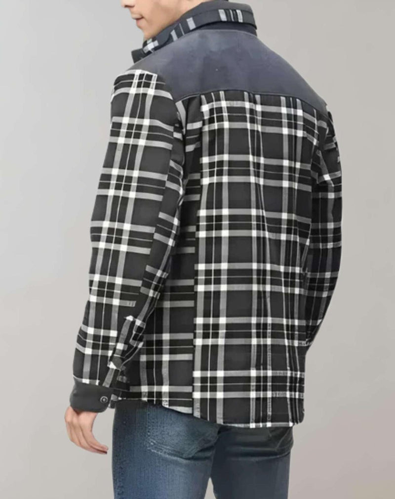 Fleece-Lined Men&#39;s Flannel Jacket With High Collar