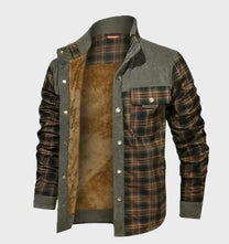 Fleece-Lined Men&#39;s Flannel Jacket With High Collar