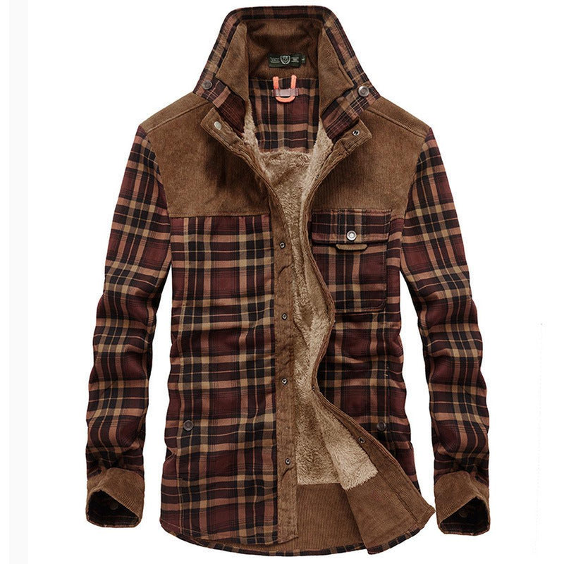 Fleece-Lined Plaid Jacket With Relaxed Fit