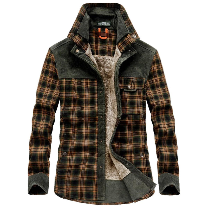 Fleece-Lined Plaid Jacket With Relaxed Fit