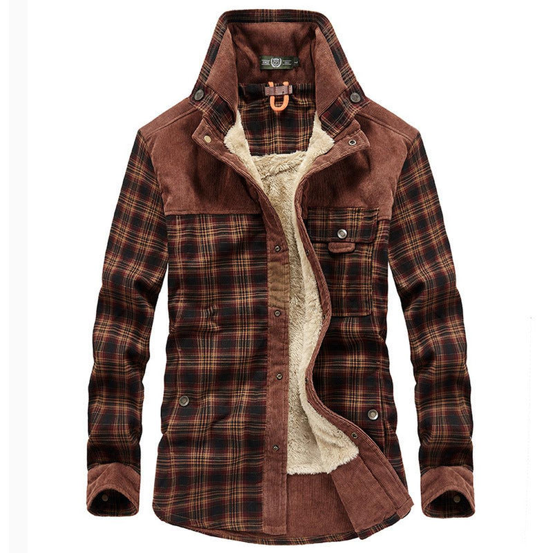 Fleece-Lined Plaid Jacket With Relaxed Fit