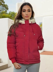 Fleece-Lined Women&#39;s Hooded Jacket for Casual and Outdoor Wear