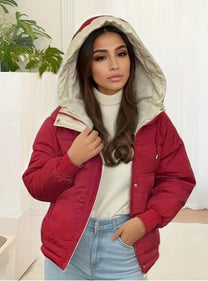 Fleece-Lined Women&#39;s Hooded Jacket for Casual and Outdoor Wear