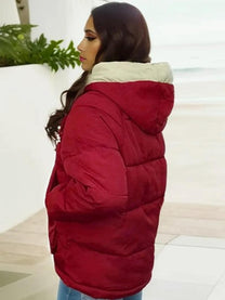 Fleece-Lined Women&#39;s Hooded Jacket for Casual and Outdoor Wear