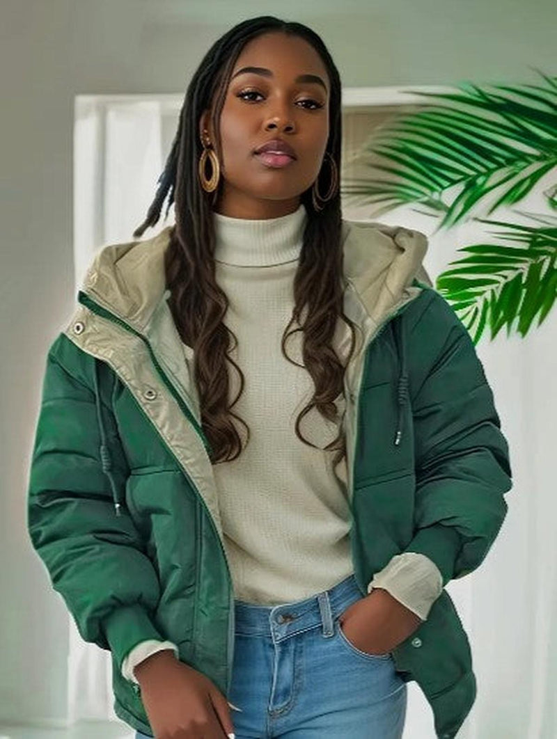 Fleece-Lined Women&#39;s Hooded Jacket for Casual and Outdoor Wear