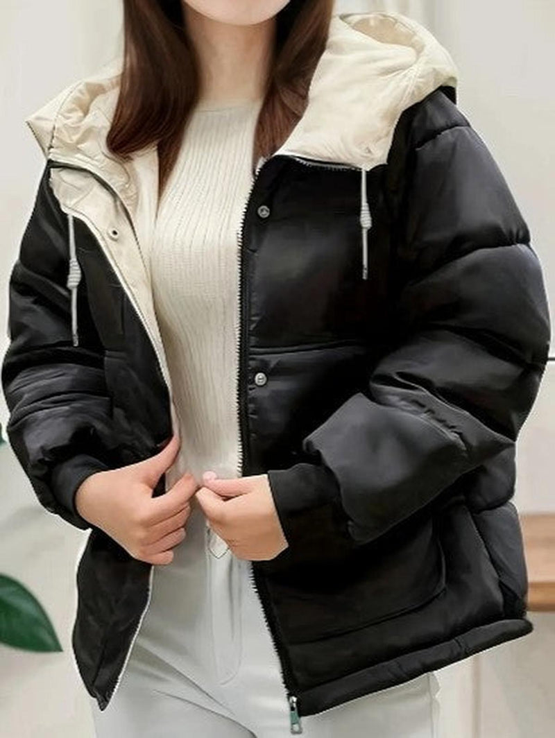 Fleece-Lined Women&#39;s Hooded Jacket for Casual and Outdoor Wear