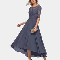 Floor-Length Chiffon A-Line Maxi Dress With Appliqué Details