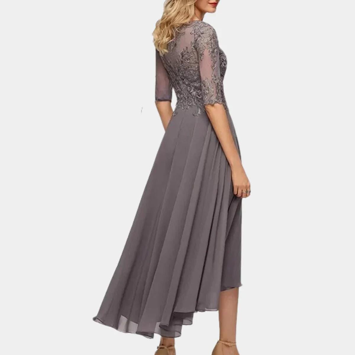 Floor-Length Chiffon A-Line Maxi Dress With Appliqué Details