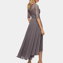 Floor-Length Chiffon A-Line Maxi Dress With Appliqué Details
