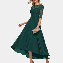 Floor-Length Chiffon A-Line Maxi Dress With Appliqué Details