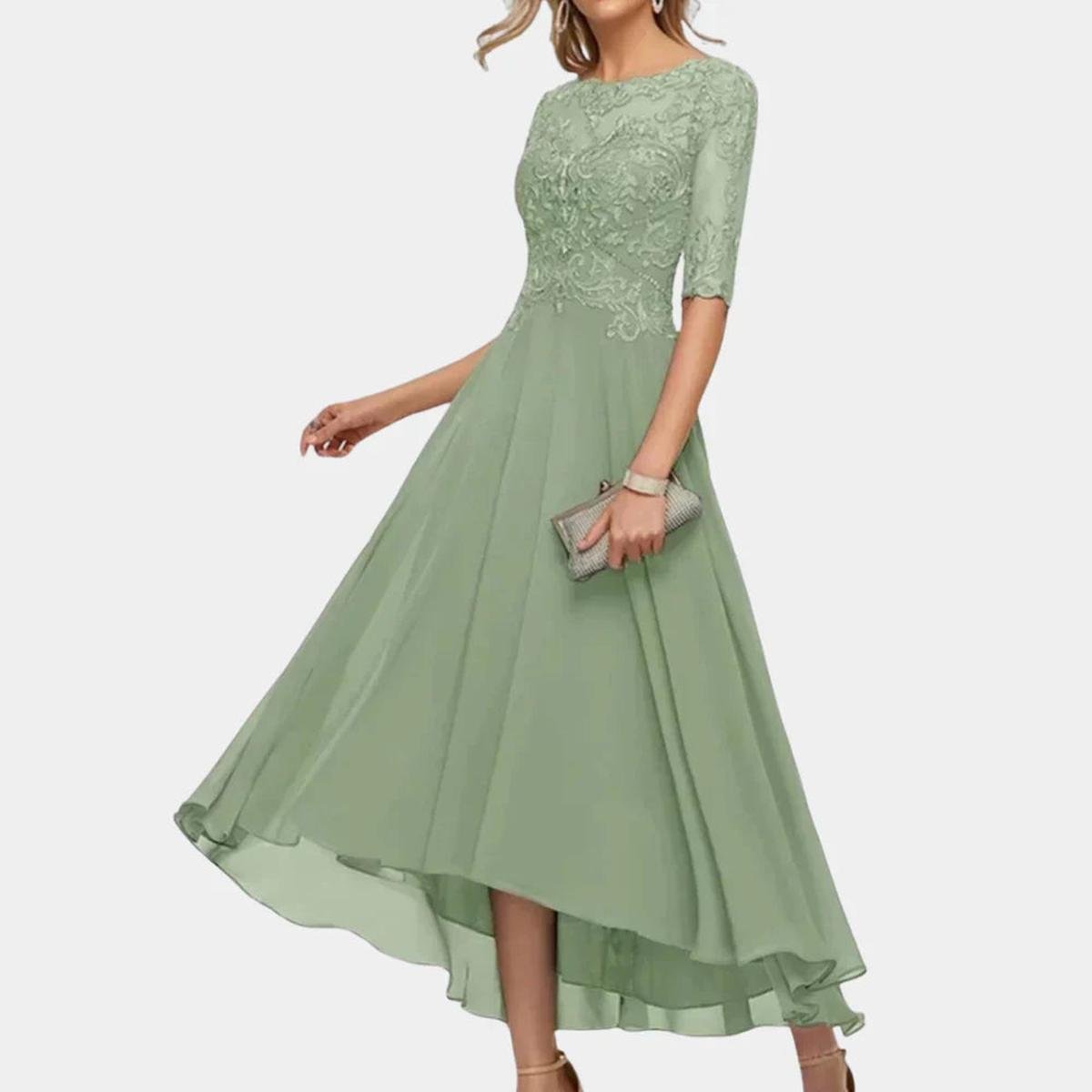 Floor-Length Chiffon A-Line Maxi Dress With Appliqué Details