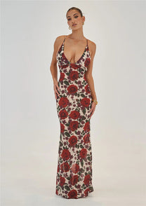 Floral Backless Maxi Dress