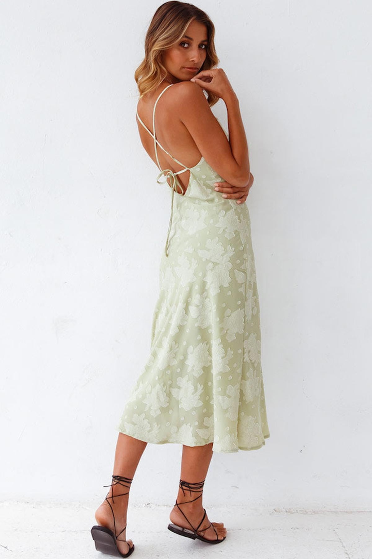 Floral Cowl Neck Midi Slip Dress With High Slit
