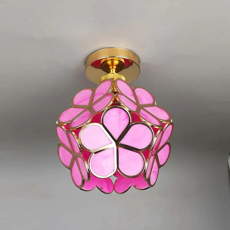 Floral Glass Ceiling Light Fixture