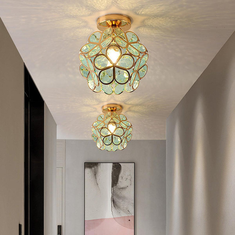 Floral Glass Ceiling Light Fixture