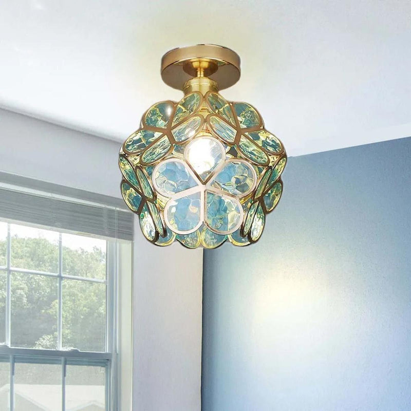 Floral Glass Ceiling Light Fixture