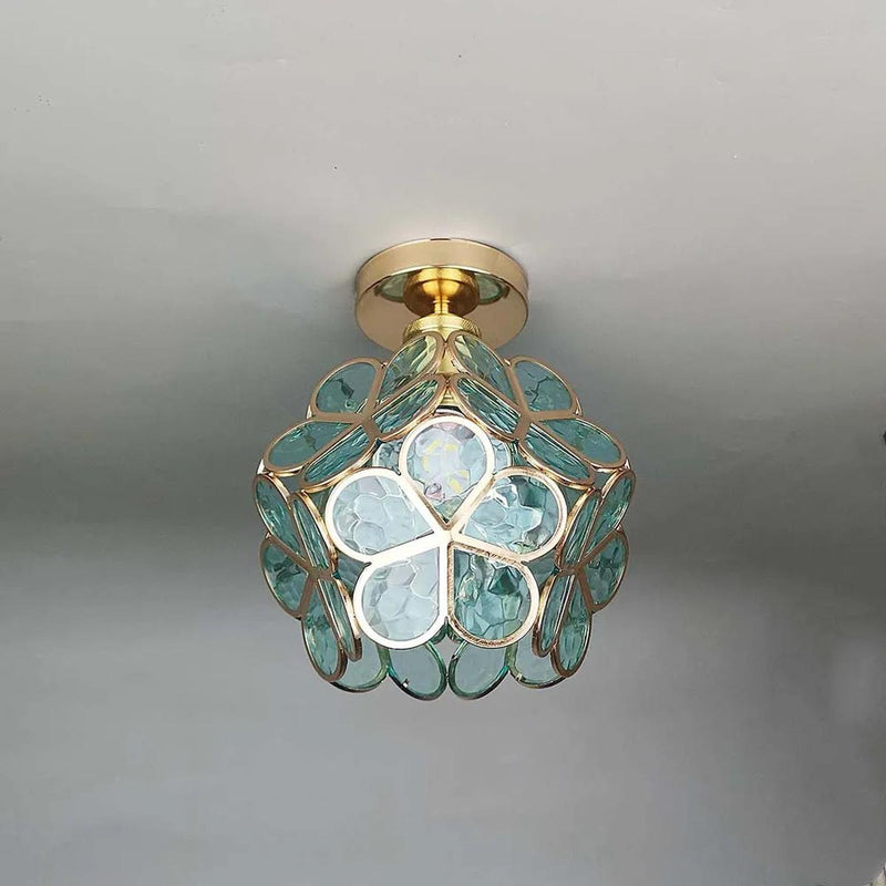 Floral Glass Ceiling Light Fixture
