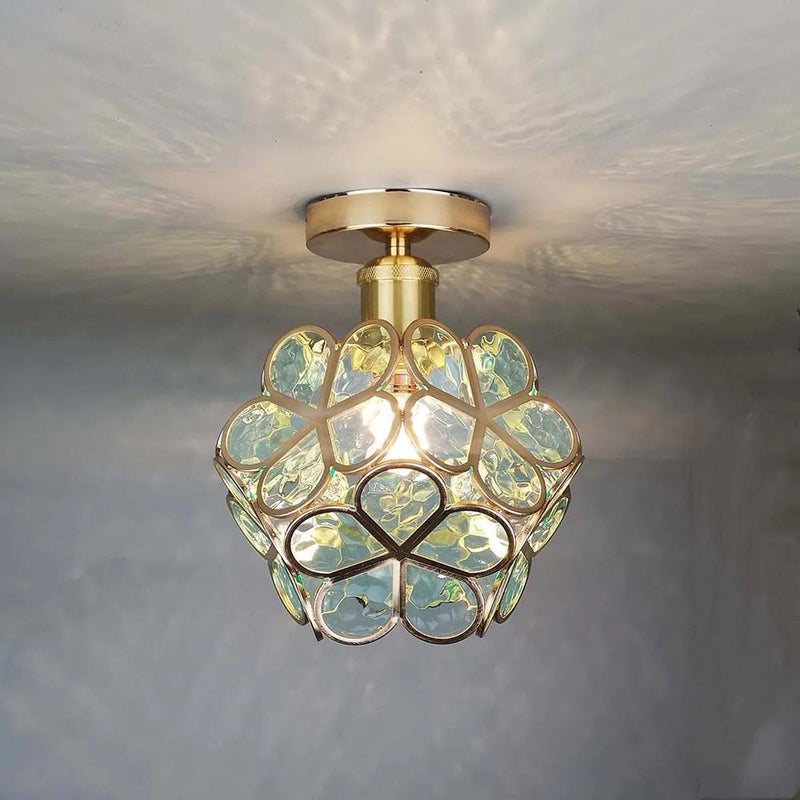 Floral Glass Ceiling Light Fixture