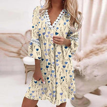 Floral Lace Trim V-Neck Dress