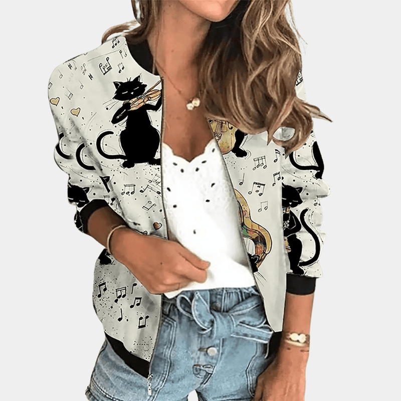 Floral Print Women&#39;s Jacket in Premium Polyester