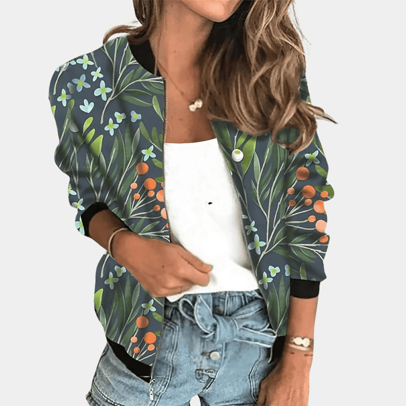 Floral Print Women&#39;s Jacket in Premium Polyester