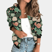 Floral Print Women&#39;s Jacket in Premium Polyester