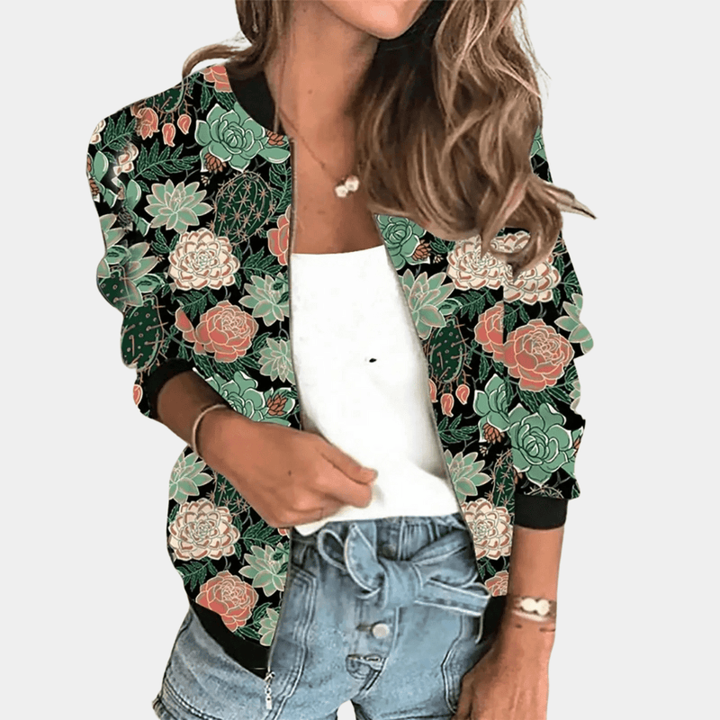 Floral Print Women&#39;s Jacket in Premium Polyester