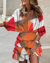 Floral Ruffle Tiered Wrap Dress