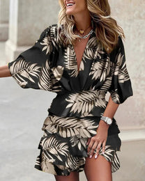 Floral Ruffle Tiered Wrap Dress