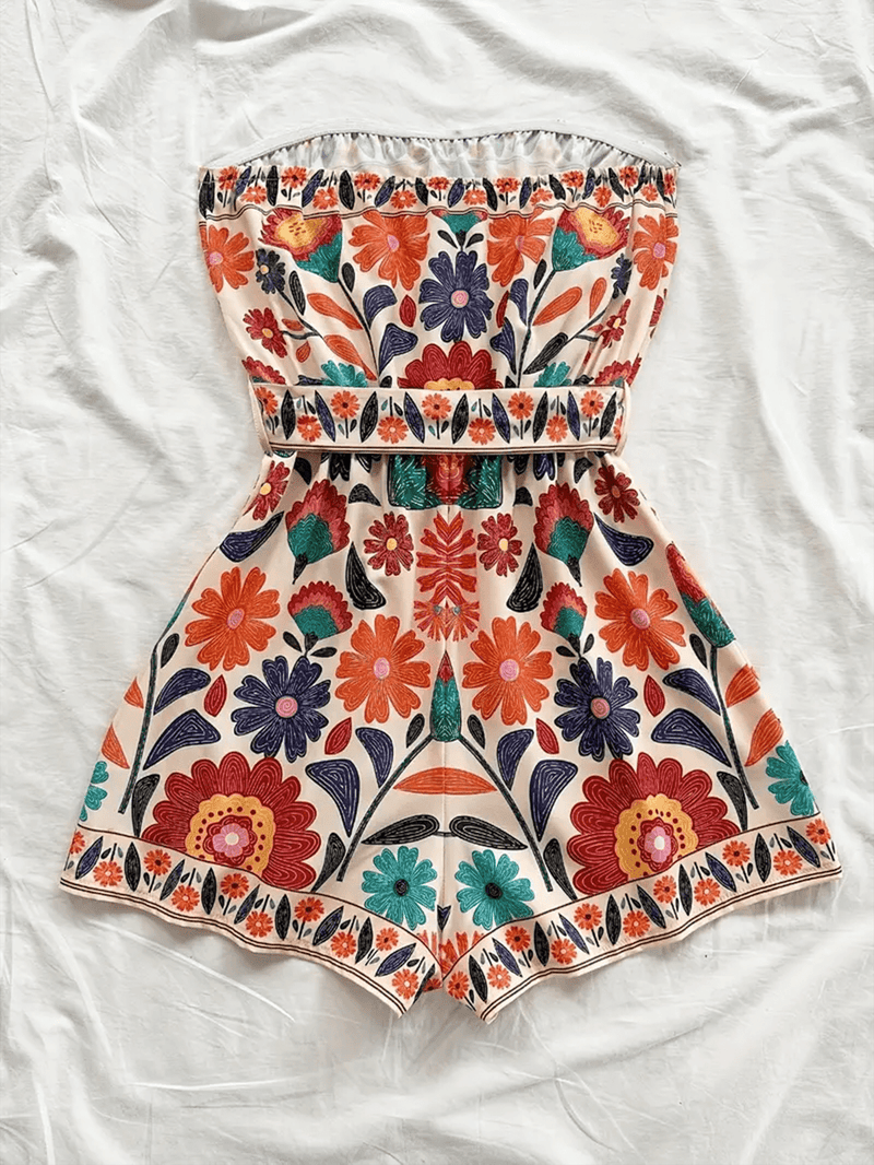 Floral Sleeveless Jumpsuit with Waist Tie