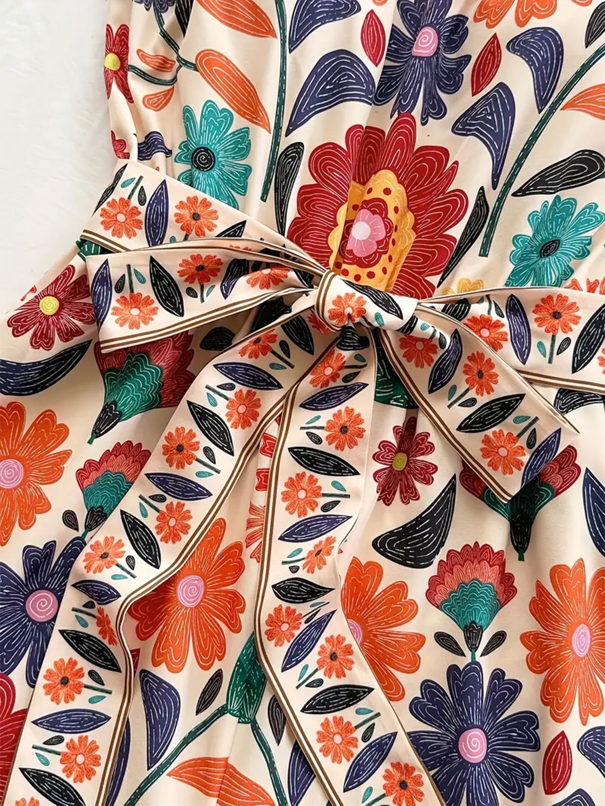 Floral Sleeveless Jumpsuit with Waist Tie