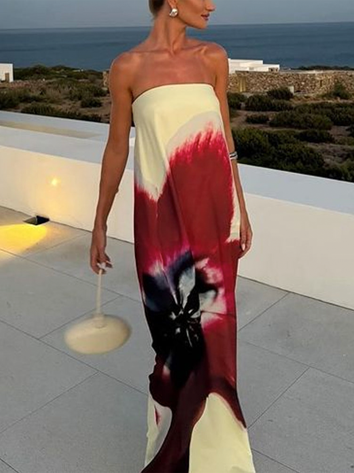 Floral Strapless Maxi Dress