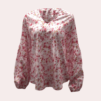 Floral V-Neck Loose Fit Blouse For Women