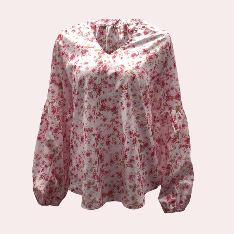 Floral V-Neck Loose Fit Blouse For Women