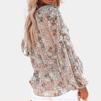 Floral V-Neck Loose Fit Blouse For Women