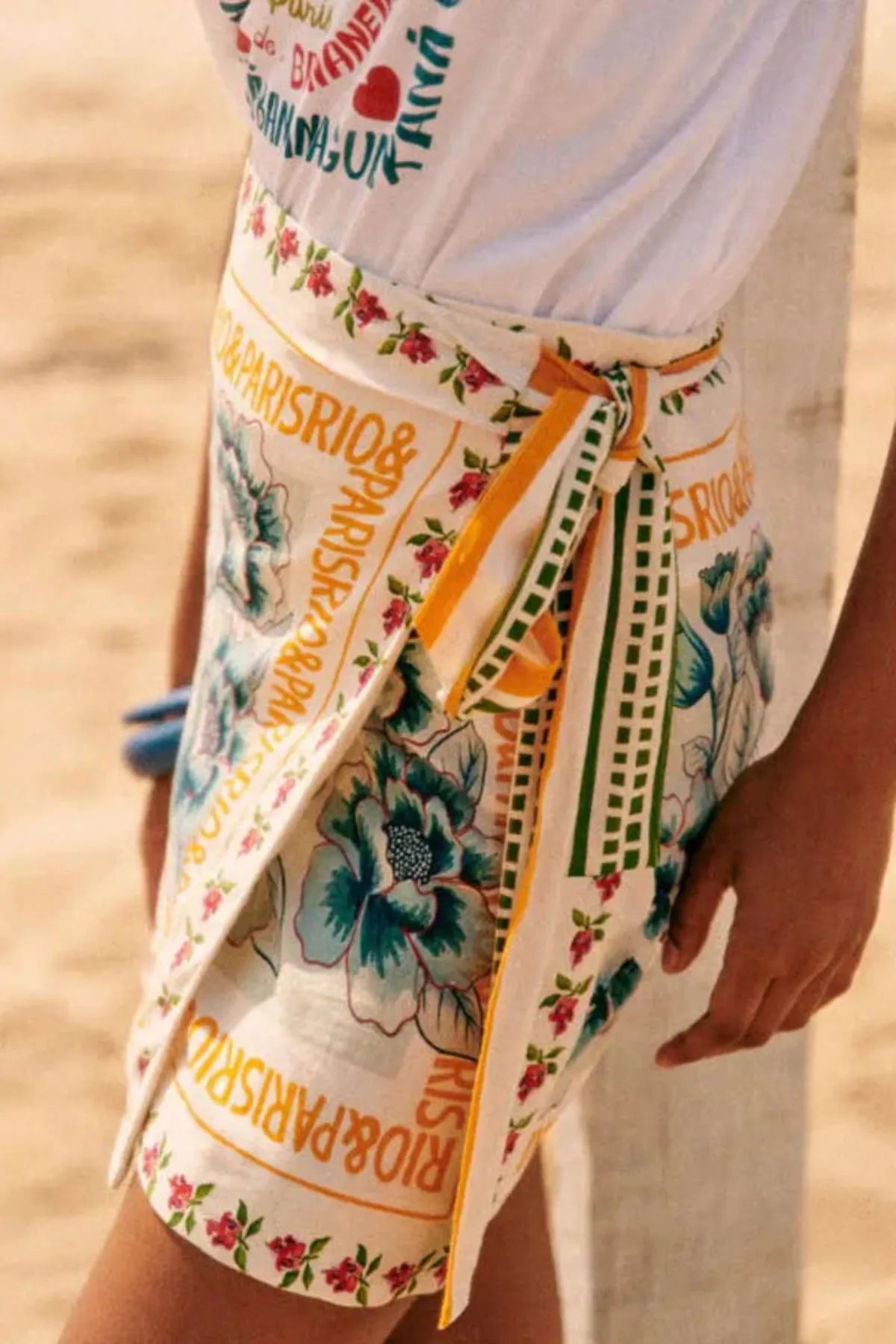 Floral Wrap Knot Mini Beach Skirt