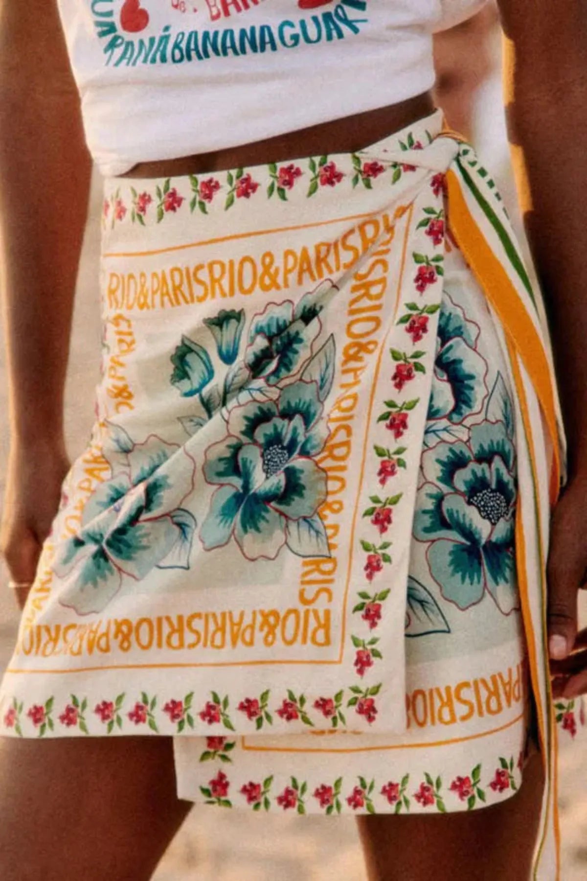 Floral Wrap Knot Mini Beach Skirt
