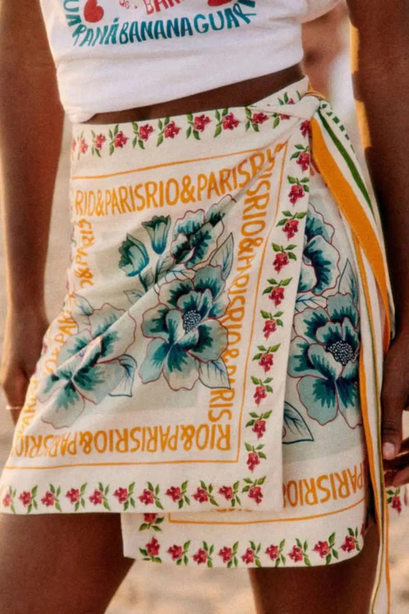 Floral Wrap Knot Mini Beach Skirt